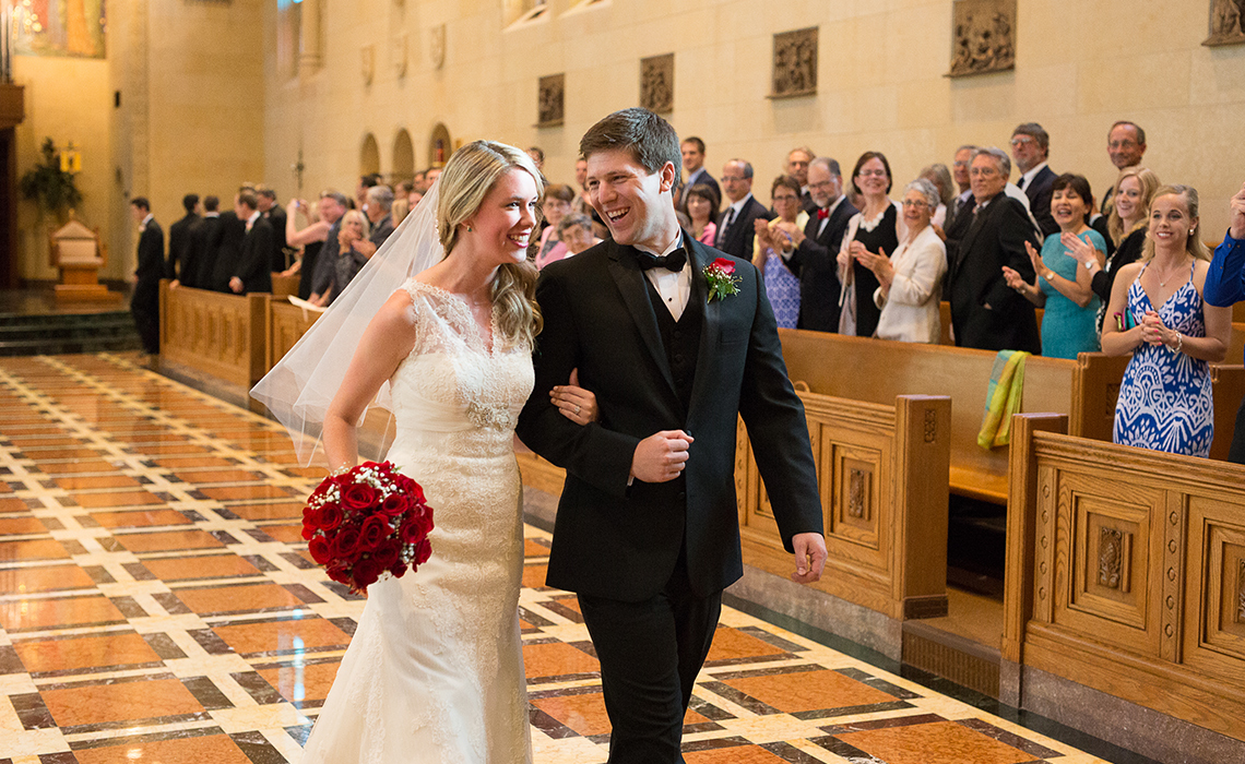 Katie & Drew are So Excited as they leave their wedding ceremony in Plymouth, Michigan