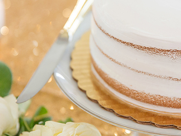 The craft style wedding cake awaits to be cut in Kalamazoo, Michigan.